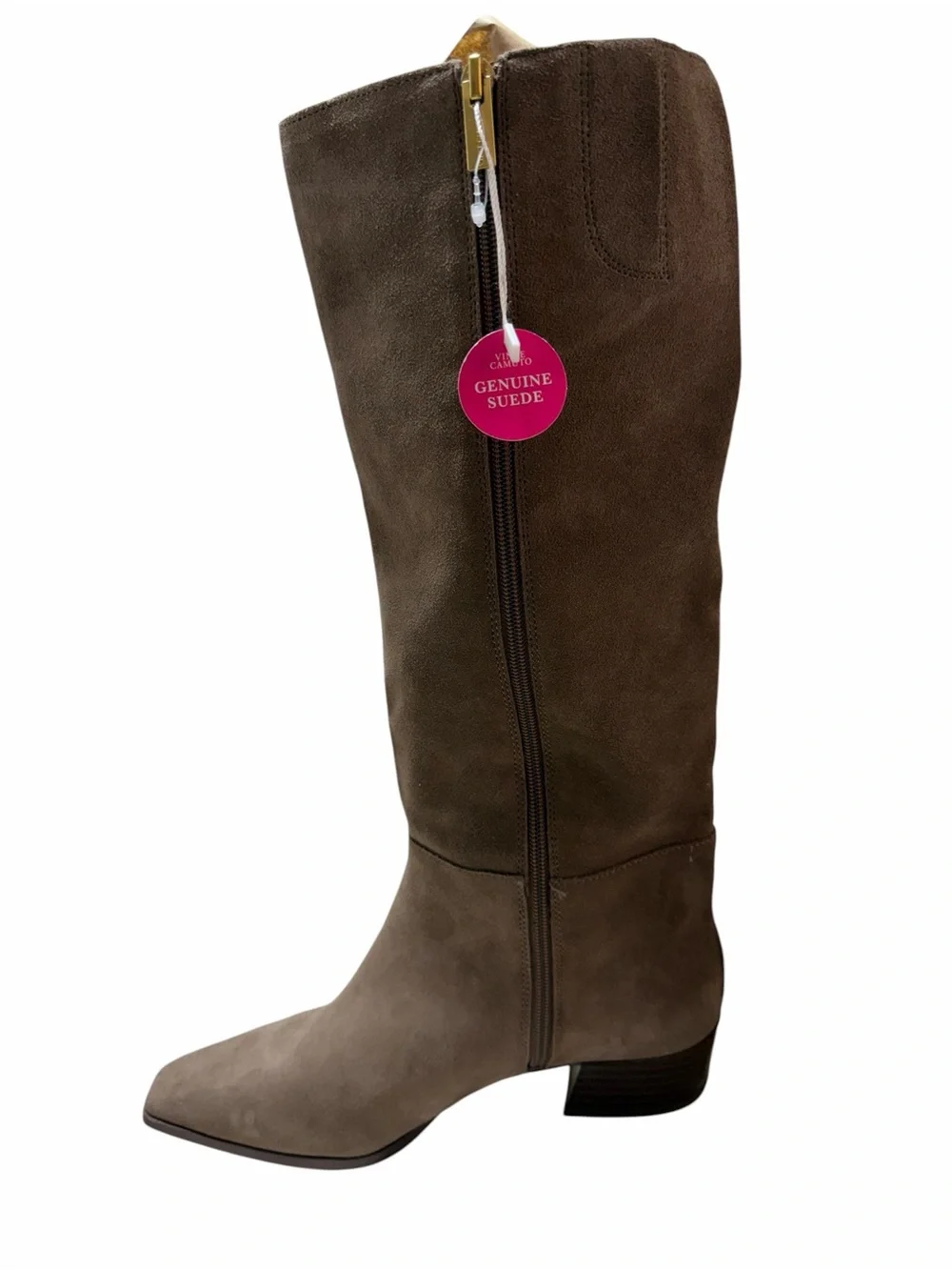 Vince Camuto Genuine Suede Knee High Boots Taupe Pointed Toe Sz 9 NWT NWOB